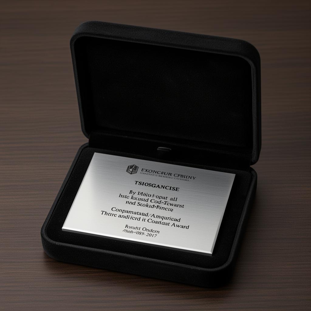 Detalhe da placa de aço escovado com gravação personalizada